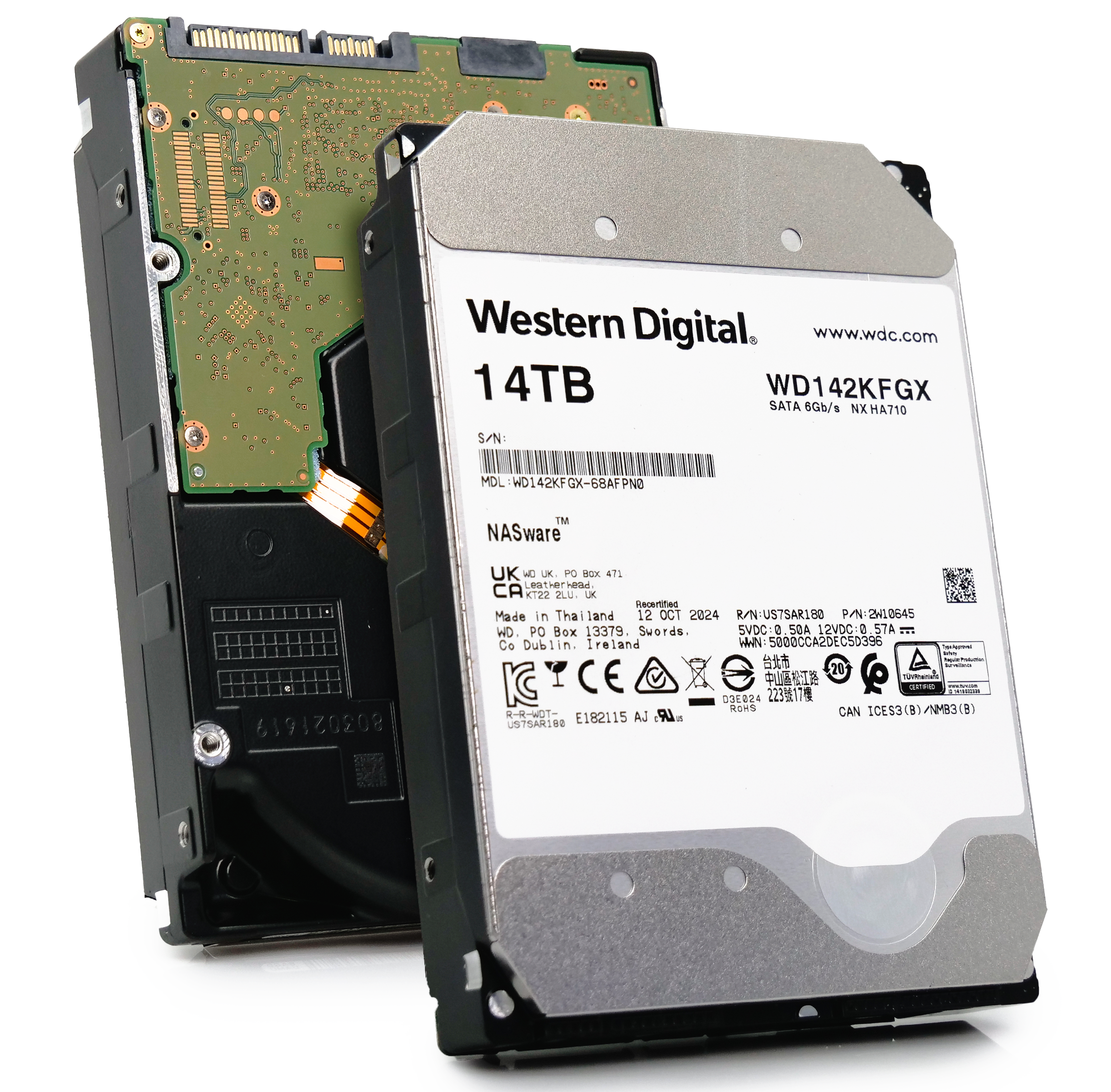 Western Digital Red Pro WD142KFGX 14TB 7.2K RPM SATA 6Gb/s 512e 3.5in Recertified Hard Drive