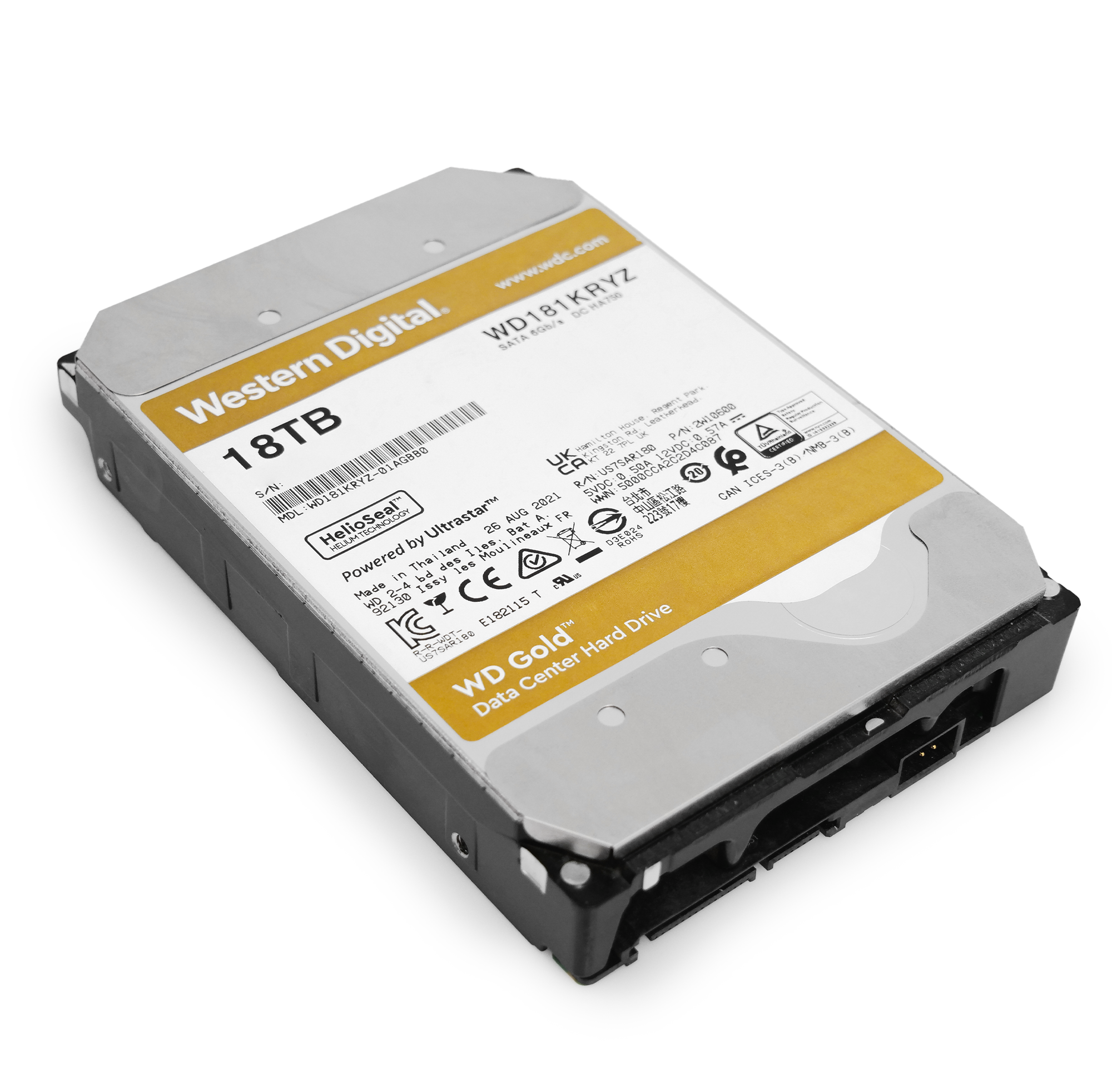 Western Digital Gold WD181KRYZ 18TB 7.2K RPM SATA 6Gb/s 512e Enterprise 3.5in Refurbished HDD