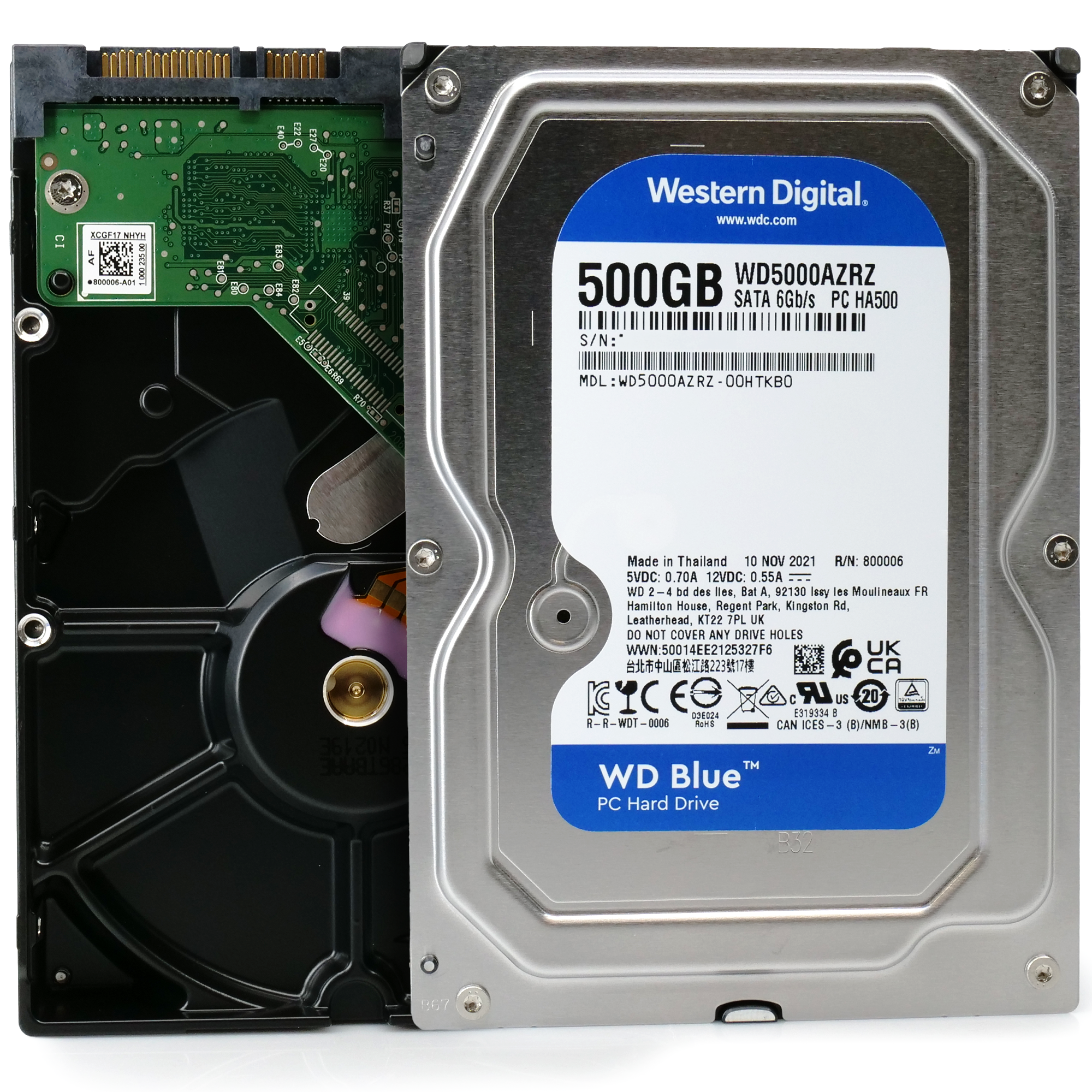 Western Digital Blue WD5000AZRZ 500GB 5.4K RPM SATA 6Gb/s 3.5in Hard Drive