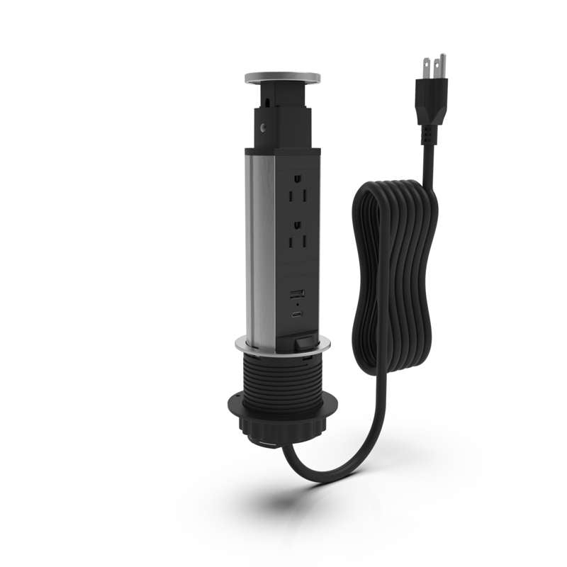 Wiremold Pop Up Tower, 2 Outlet, 1 USB-A, 1 USB-C