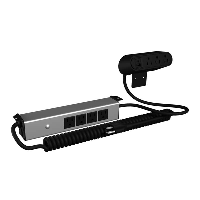 Wiremold Sit Stand Desk Power Hub with Quad Outlets and USB Ports, Black
