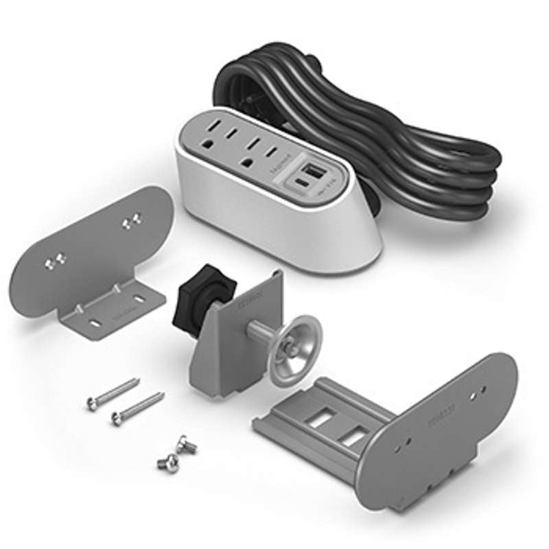 Wiremold Desktop Power Center Slim, 2 Outlets, USB A/C, White