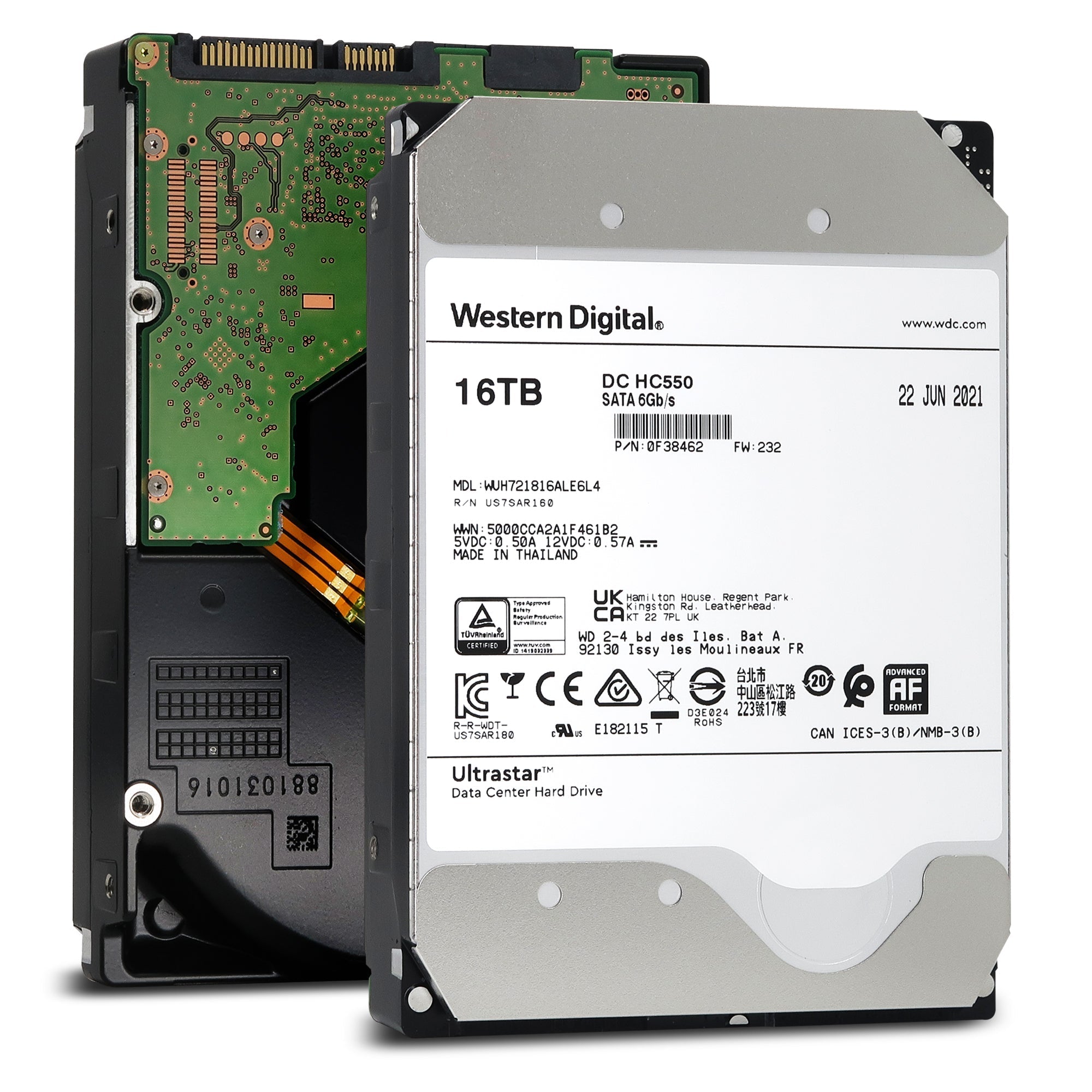 WD Ultrastar 16TB HDD DC HC550 7200RPM SATA 6Gb/s 3.5" Enterprise Hard Drive WUH721816ALE6L4 (0F38462)
