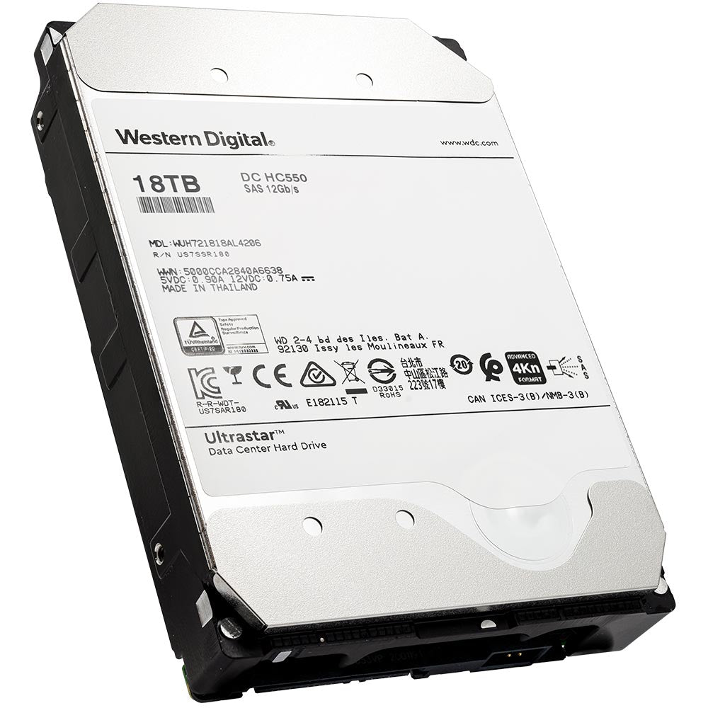 Western Digital Ultrastar DC HC550 WUH721818AL4206 0F38314 18TB 7.2K RPM SAS 12Gb/s 4Kn 3.5in Hard Drive