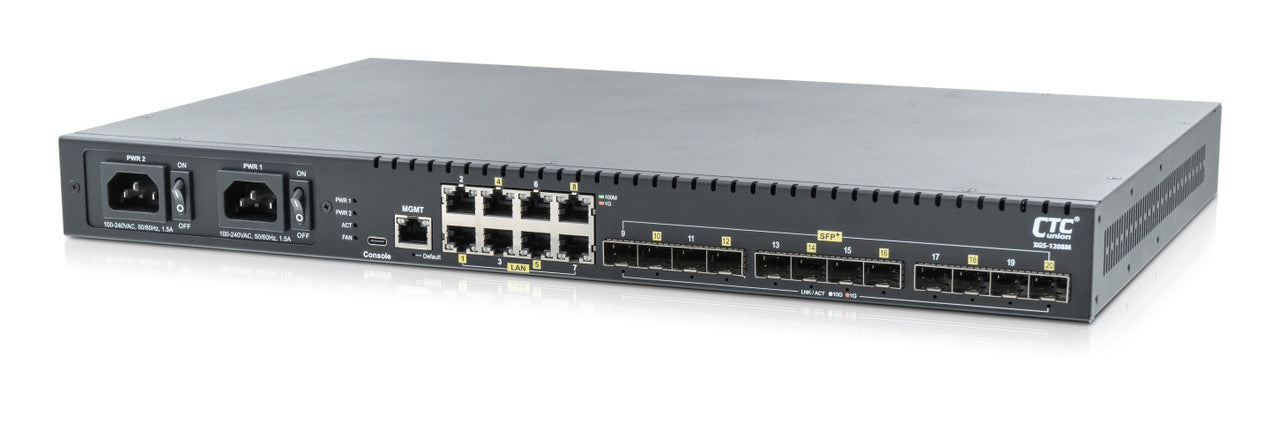 XGS-1208M-AC - 8x GbE RJ45 and 12x 10G SFP+ ports L2+ Managed 10G Ethernet Switch, AC power