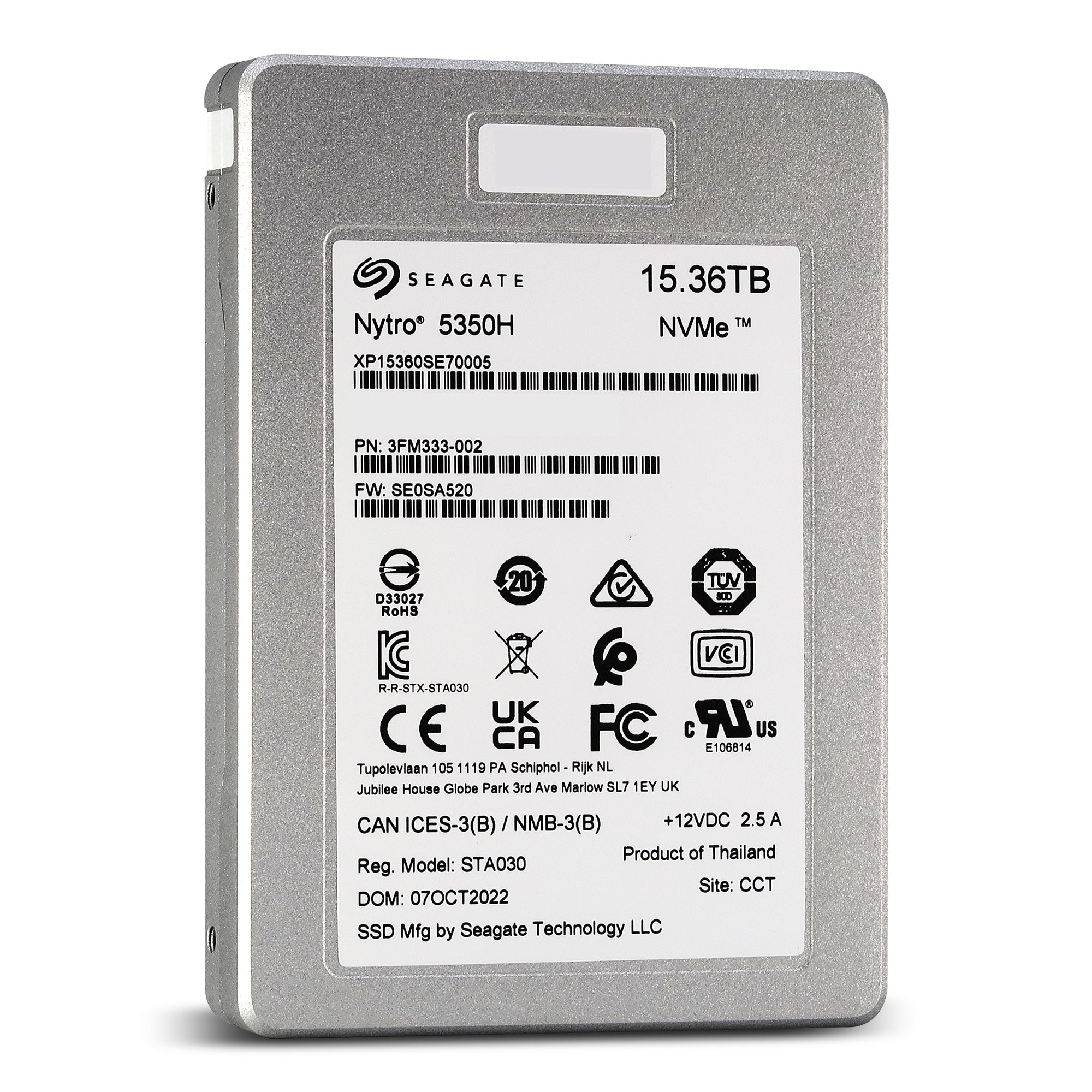 Seagate Nytro 5350H XP15360SE70005 3FM333-002 15.36TB PCIe Gen 4.0 x4 8GB/s 3D TLC U.3 NVMe 2.5in Solid State Drive
