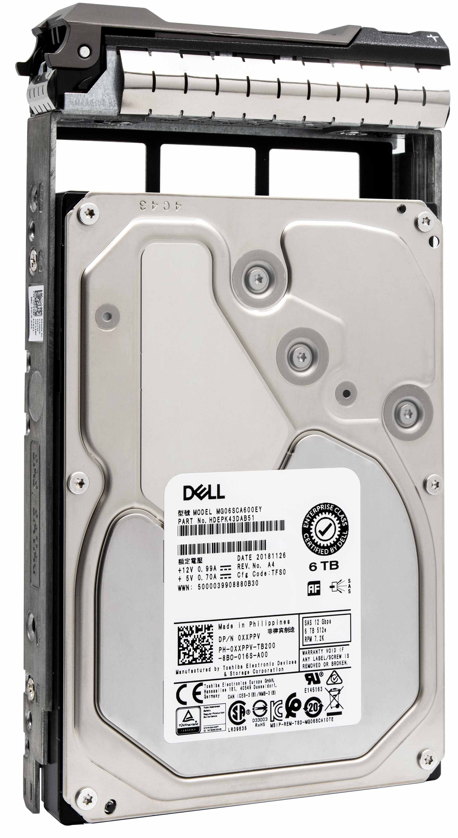 Toshiba / Dell G13 MG06SCA600EY 6TB 7.2K RPM SAS 12Gb/s 512e 3.5in Recertified Hard Drive