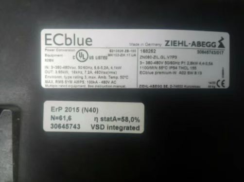 ZN080-ZIL.GL.V7P3 ZIEHL-ABEGG Axial Fan 380/480V Heavy-Duty Industrial Cooling Solution