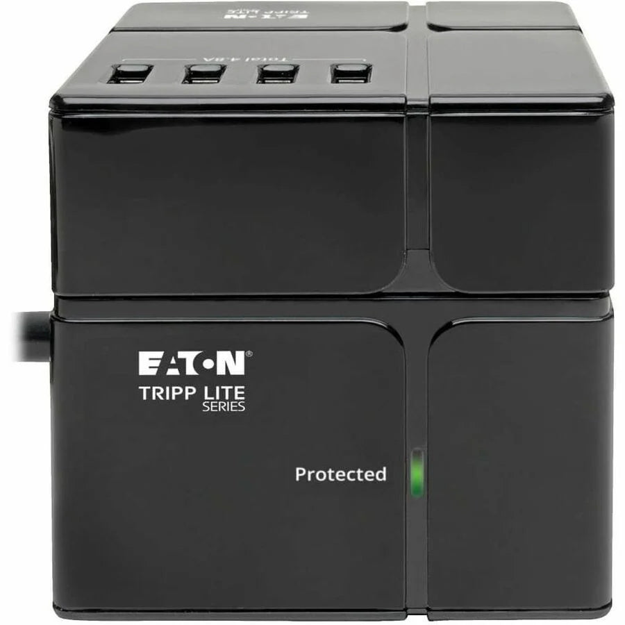 Eaton Tripp Lite Series Safe-IT 3-Outlet Cube Surge Protector, 5-15R Outlets, 6 USB Charging Ports, 8 ft. (2.4 m) Cord, Antimicrobial Protection
