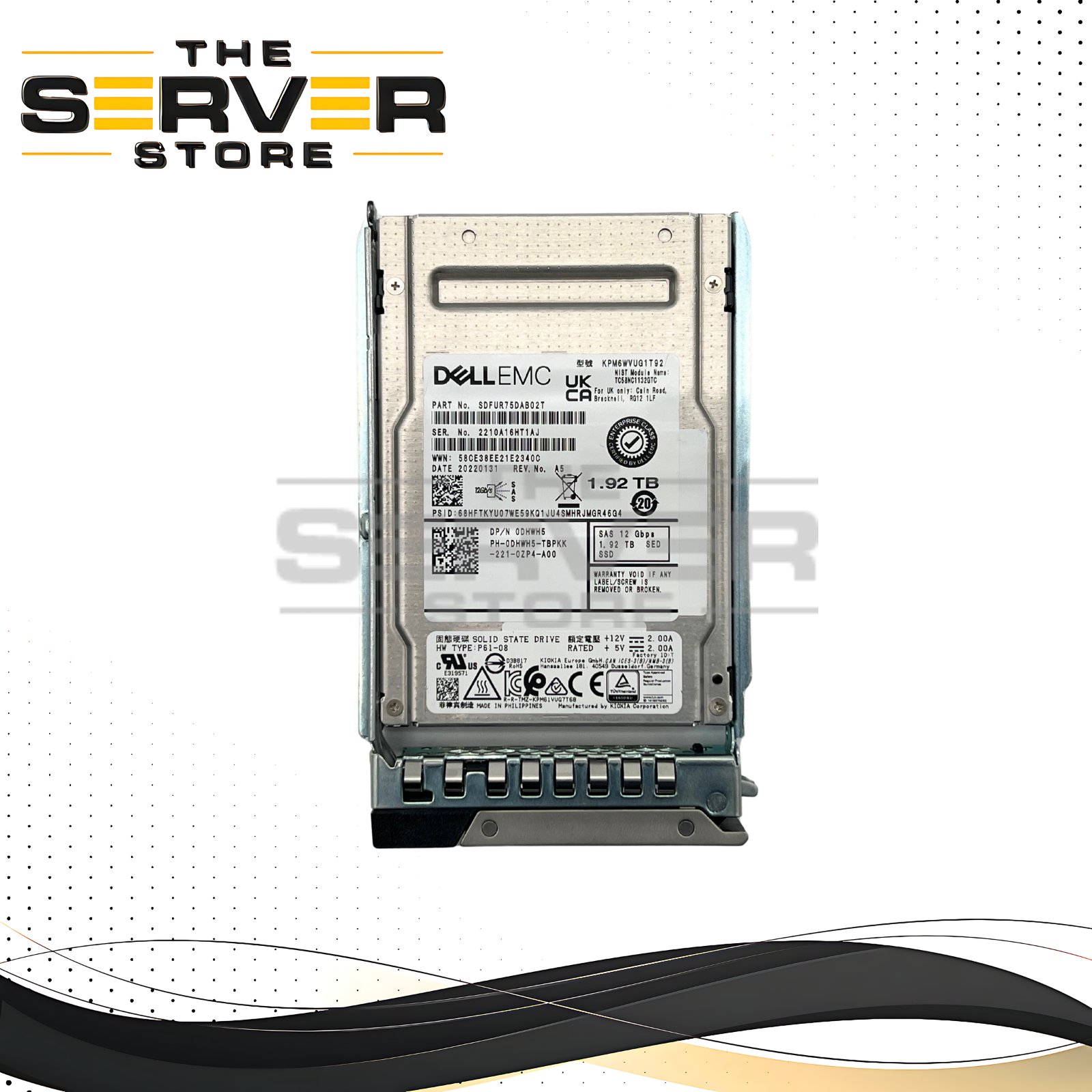 Dell EMC 1.92TB SAS 12G MU SED 2.5" SSD SDFUR75DAB02T KPM6WVUG1T92 0DHWH5 DHWH5