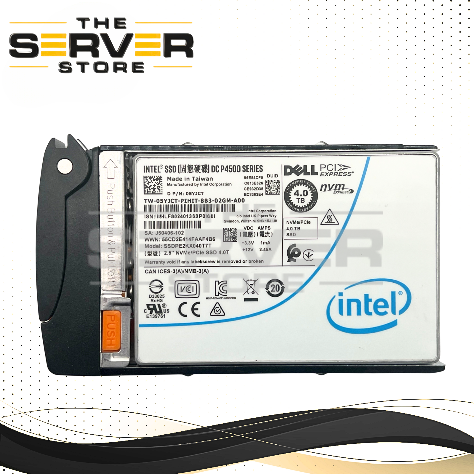 Intel 4TB NVMe U.2 PCIe Gen 3.0 x4 RI SFF 2.5" SSD DC P4500 SSDPE2KX040T7T for Supermicro Server