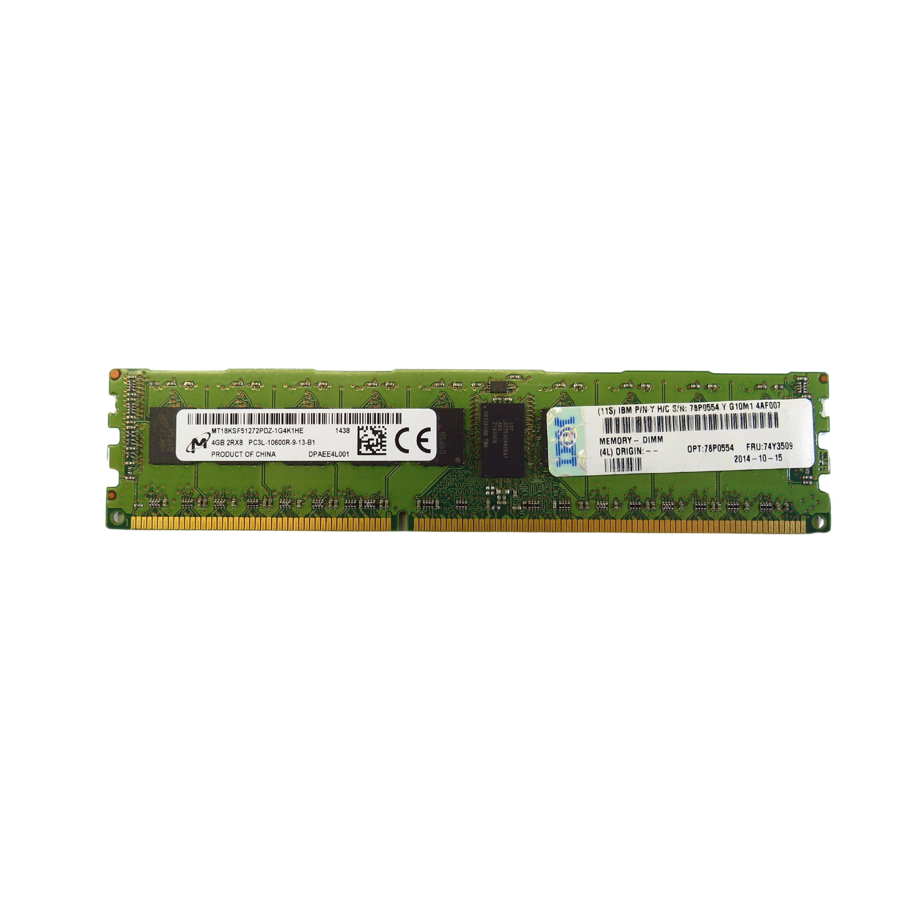 Micron MT18KSF51272PDZ-1G4 4GB 2Rx8 PC3L-10600 1333MHz DDR3 Server Memory (Refurbished)