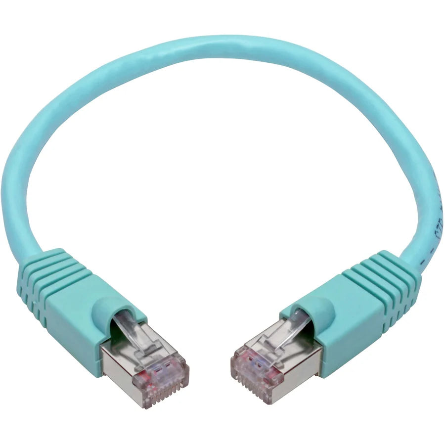Eaton Tripp Lite Series Cat6a 10G Snagless Shielded STP Ethernet Cable (RJ45 M/M), PoE, Aqua, 1 ft. (0.31 m)