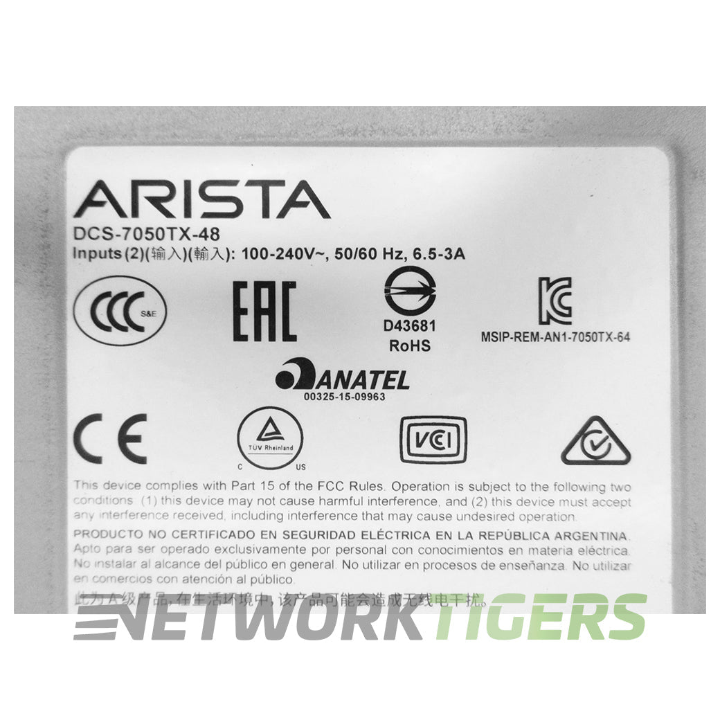 NEW Arista DCS-7050TX-48-F 32x 10GB Copper 4x 40GB QSFP+ F-B Airflow Switch