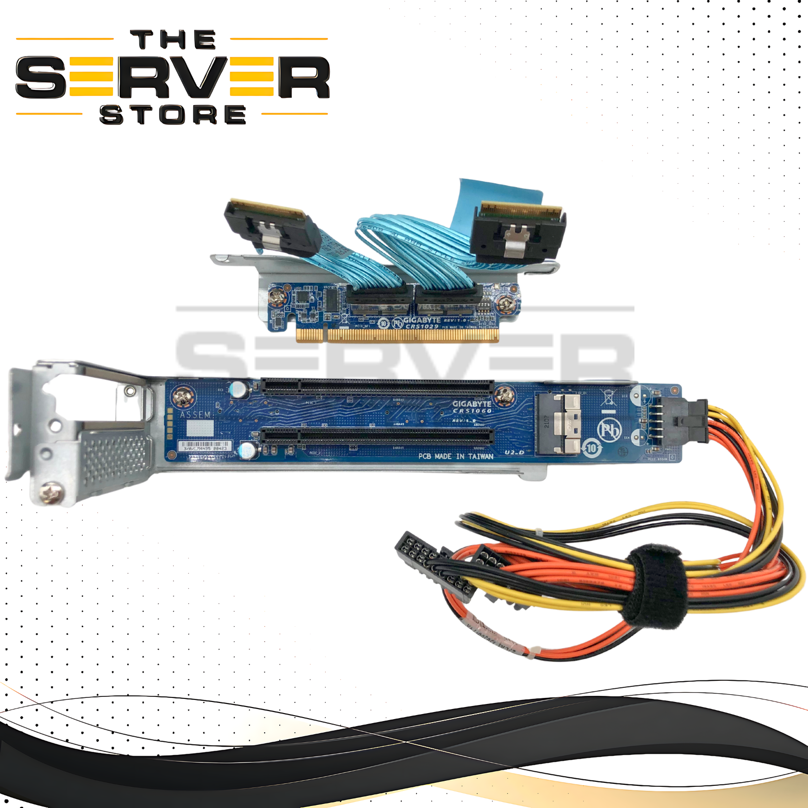 Gigabyte CRS1060 & CRS1029 PCIe Riser Kit with Metal Cage and Cables for Gigabyte R162-Z12-CD 1U Server. P/N: CRS1060, CRS1029.