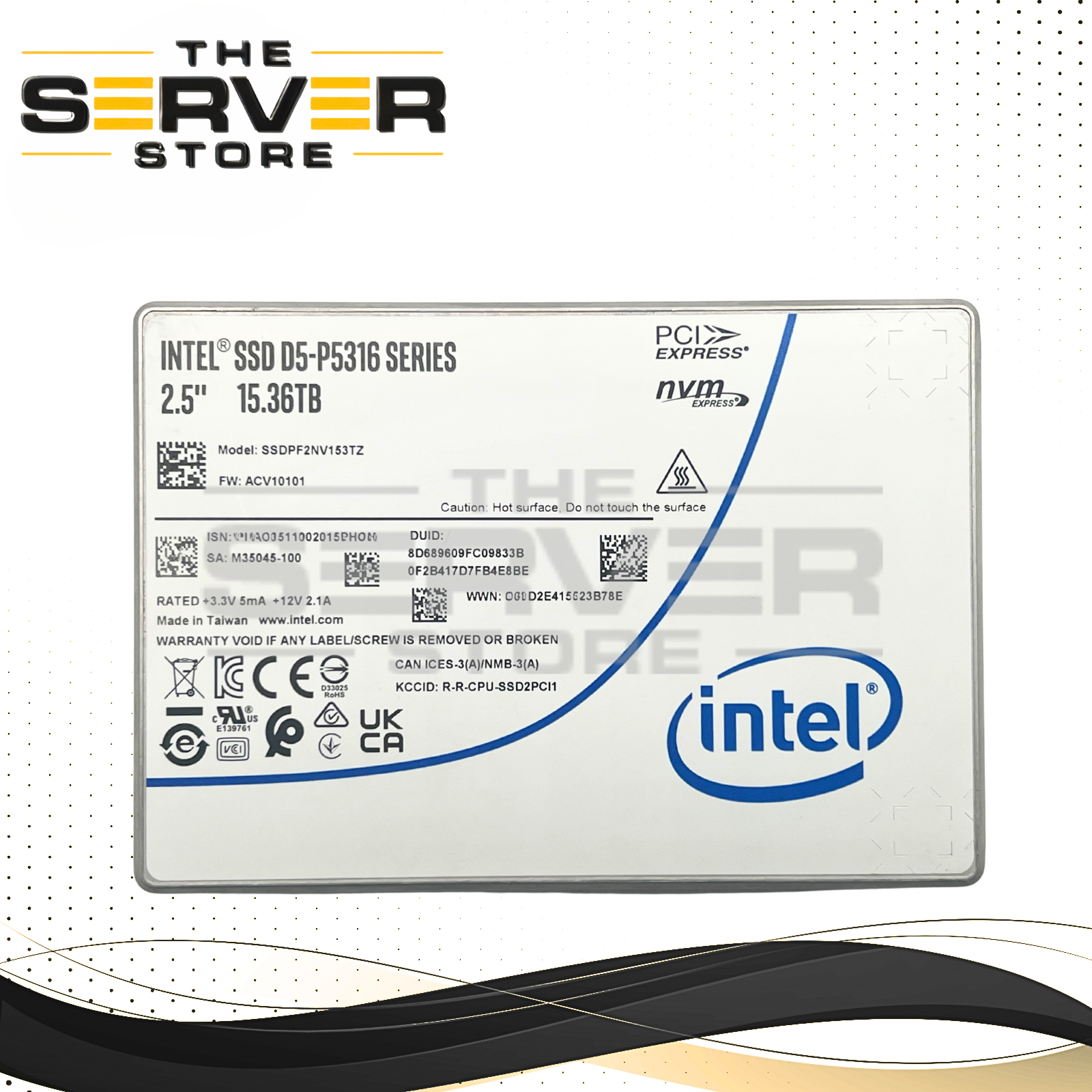 Intel 15.36TB NVMe U.2 PCIe Gen 4.0 x4 RI SFF 2.5" 15mm SSD D5-P5316 Series SSDPF2NV153TZ