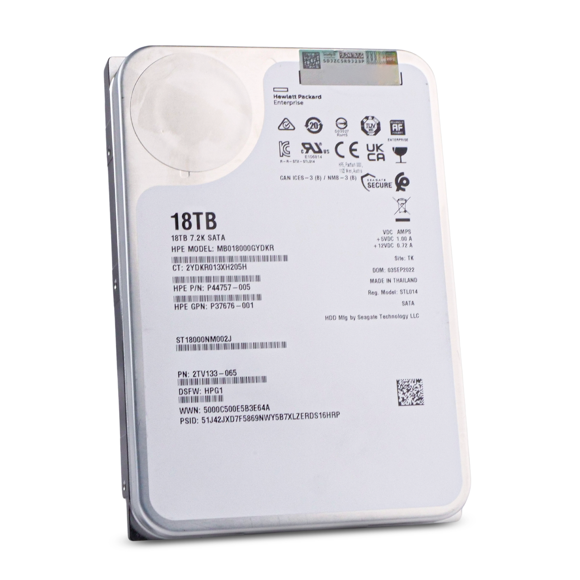 HP/Seagate Exos X18 ST18000NM002J 18TB 7.2K RPM SATA 6Gb/s 512e 256MB 3.5in HDD