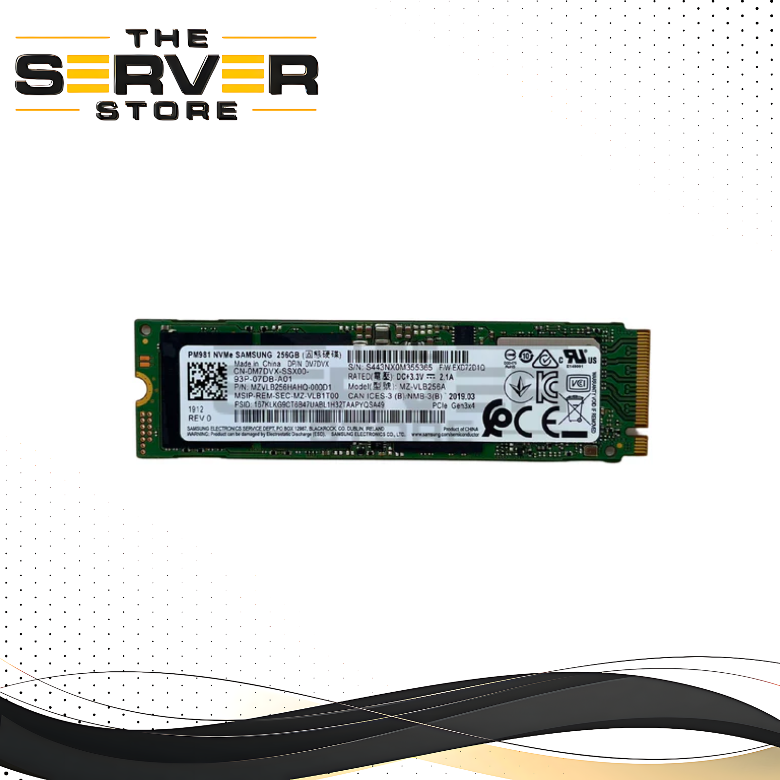 Dell 256GB NVMe 2280 M.2 PCIe G3 x4 SSD Samsung PM981 MZ-VLB1T00 0M7DVX M7DVX