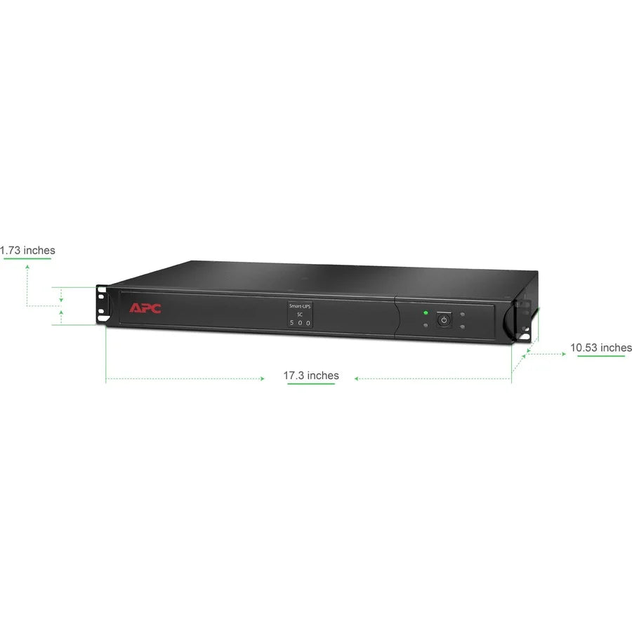 APC Smart-UPS, Line Interactive, 500VA, Rackmount 1U, 120V, 4x NEMA 5-15R outlets, Short Depth