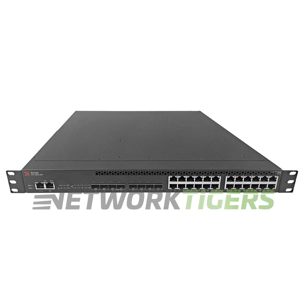 NEW Brocade ICX6610-24P-PE 24x 1GB PoE RJ45 8x 1GB SFP F-B Air (Premium) Switch