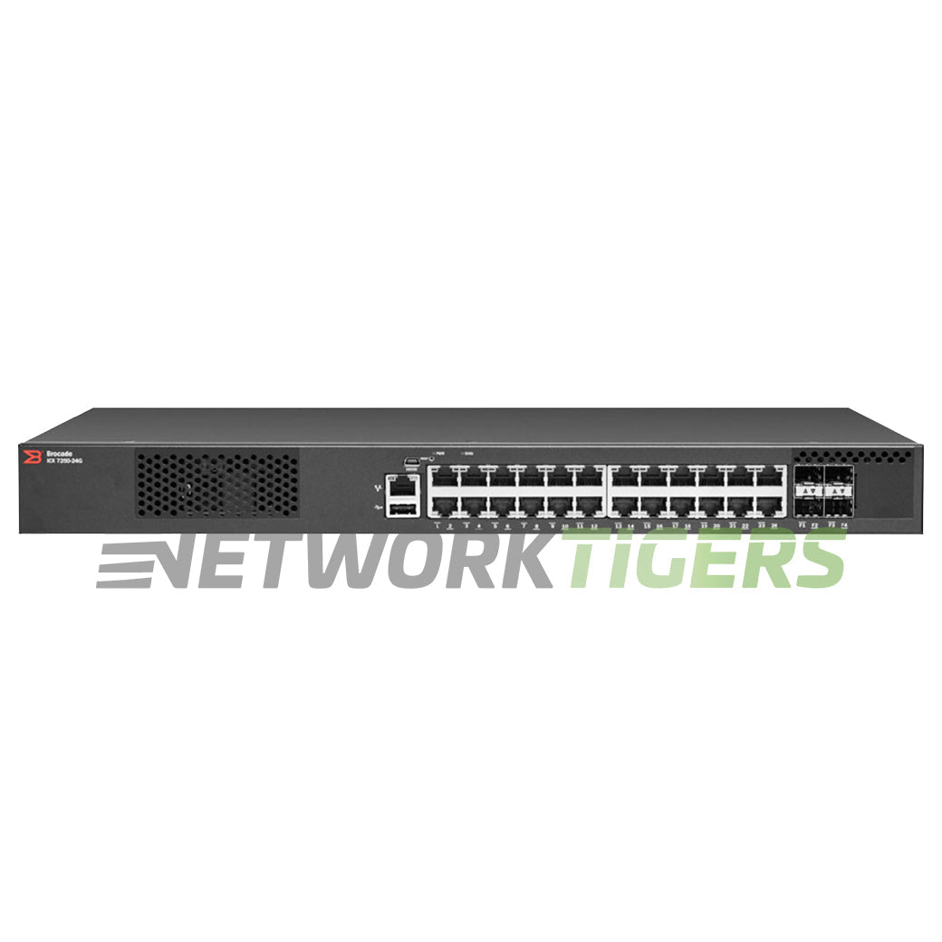 Ruckus Brocade ICX7250-24G 24x 1GB RJ45 4x 1GB SFP Front-to-Back Airflow Switch