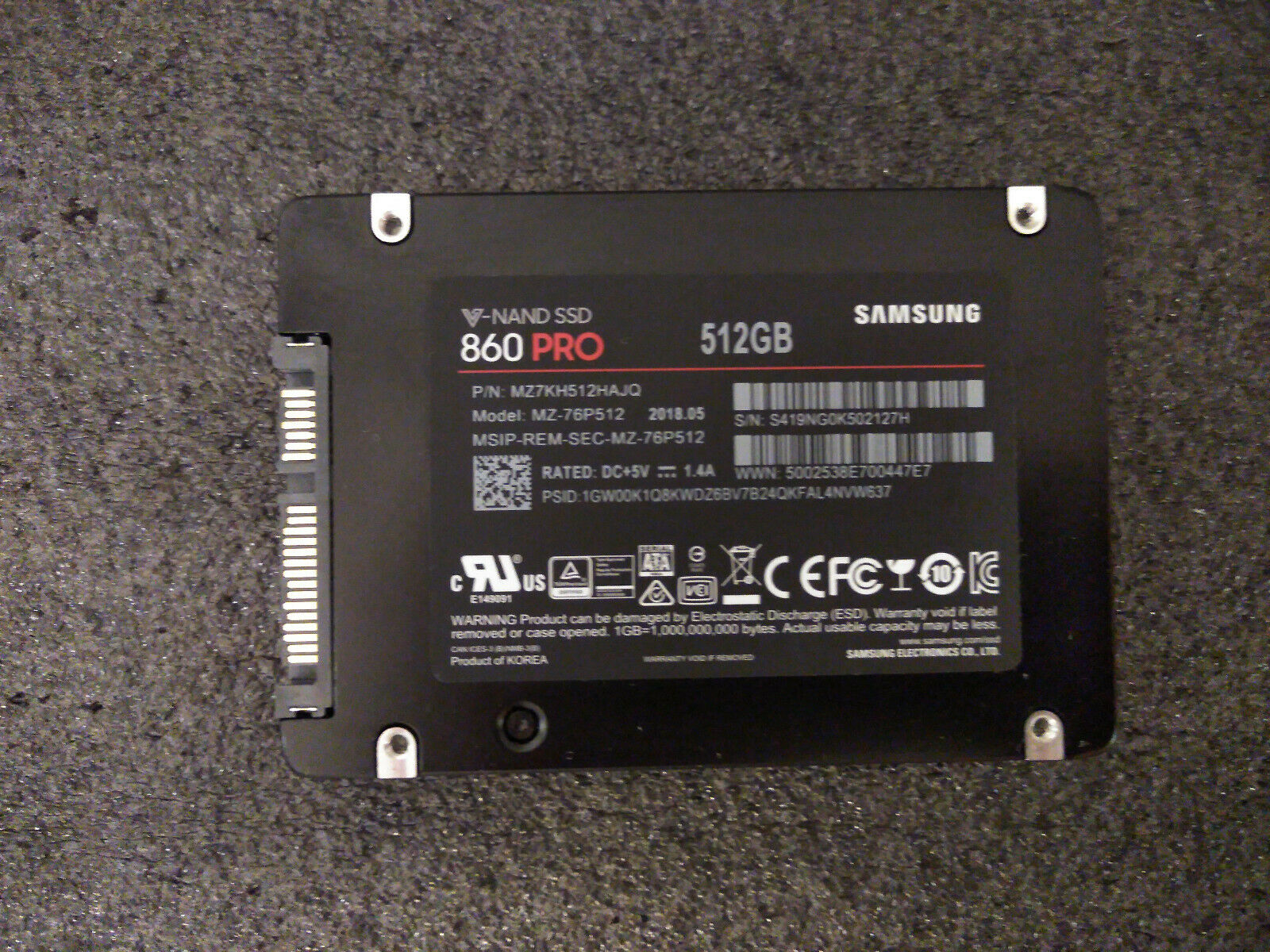 Samsung 860 Pro 512GB 6Gbps SATA III 2.5'' SSD Solid State Drive (MZ7KH512HAJQ)