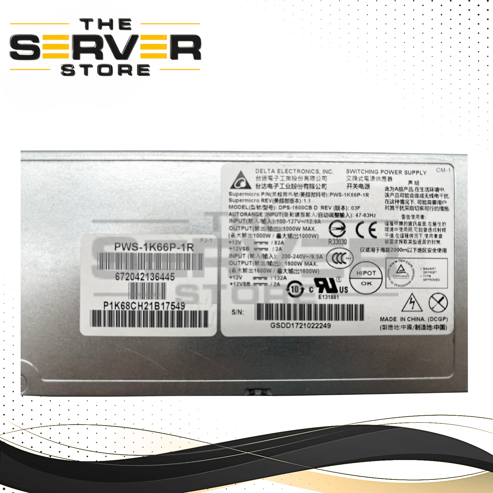 Delta Electronics 1600W Switching Power Supply For Supermicro PWS-1K66P-1R