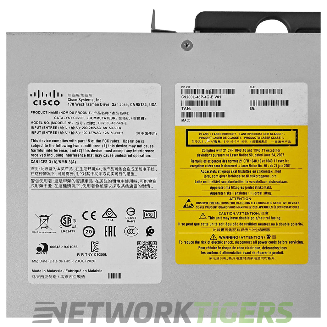 NEW Cisco C9200L-48P-4G-E Catalyst 9200L 48x 1GB PoE+ RJ45 4x 1GB SFP Switch