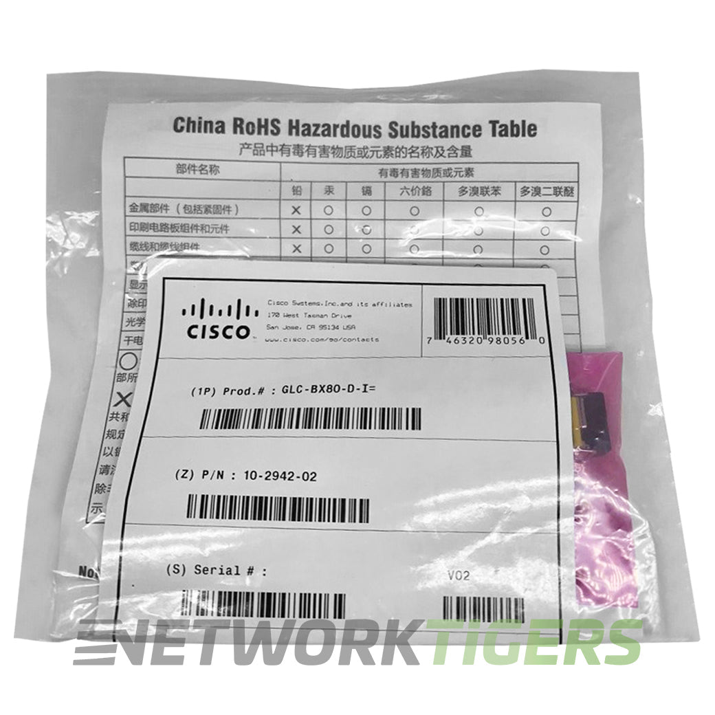 NEW Cisco GLC-BX80-D-I 1GB BASE-BX80-D 1570nm Bi-Directional SMF GLC Transceiver