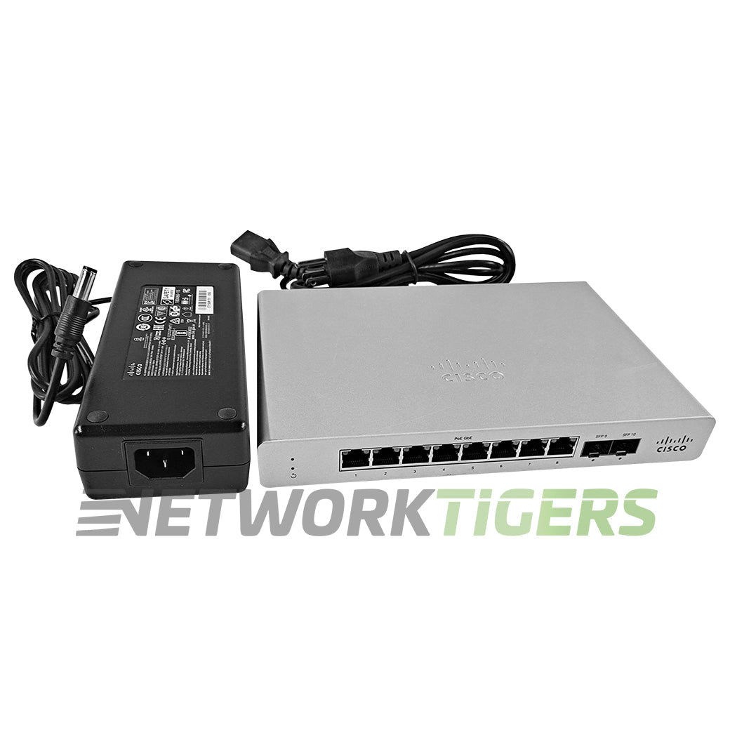 Cisco Meraki MS120-8LP-HW 8x 1GB PoE+ RJ45 2x SFP Unclaimed Switch w/Adapter