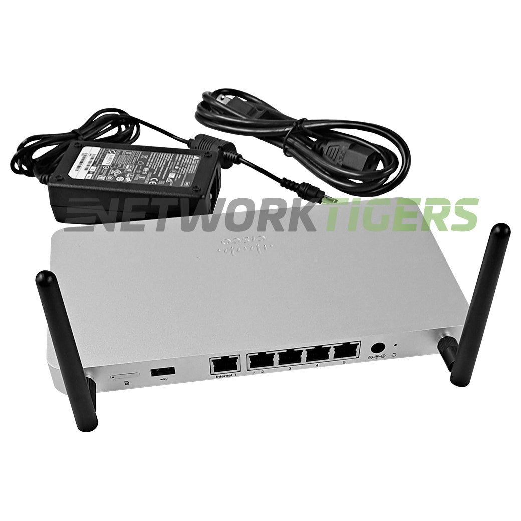 Cisco Meraki MX67C-HW 4x RJ45 LAN 1x RJ45 WAN Unclaimed Firewall w/Adapter