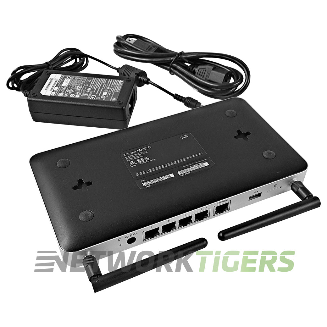 NEW Cisco Meraki MX67C-HW-NA 450 Mbps 5x RJ45 Unclaimed Firewall w/Adapter