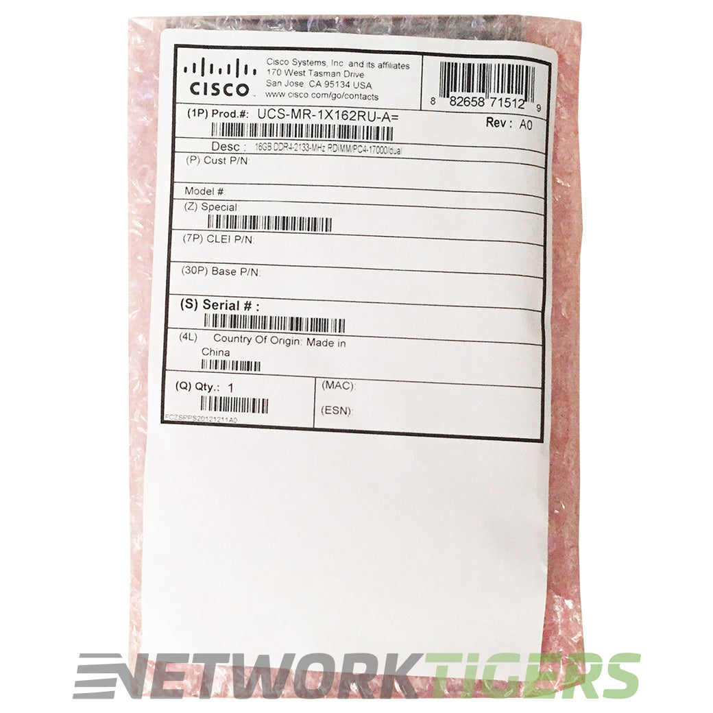 NEW Cisco UCS-MR-1X162RU-A UCS 16GB DDR4 SDRAM - RDIMM Dual Rank Server Memory