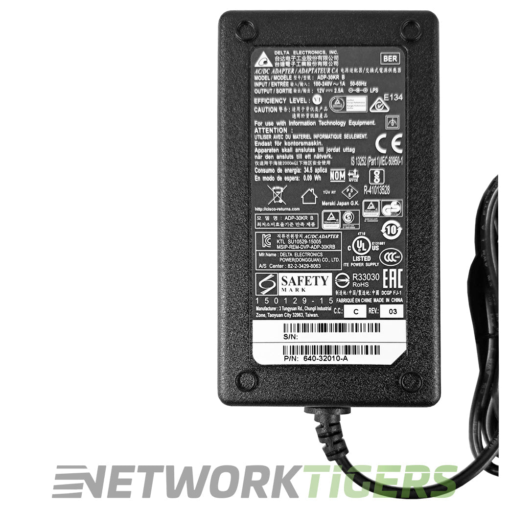 Cisco Meraki MA-PWR-30WAC MX64 MX67 MX67W MX67CW 30W 12V 2.5A AC Power Adapter