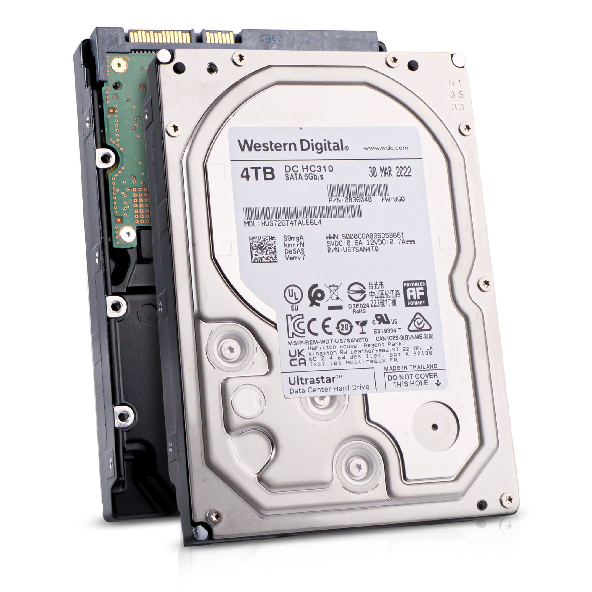 Western Digital Ultrastar DC HC310 HUS726T4TALE6L4 0B36040 4TB 7.2K RPM SATA 6Gb/s 512e 256MB 3.5in Refurbished HDD