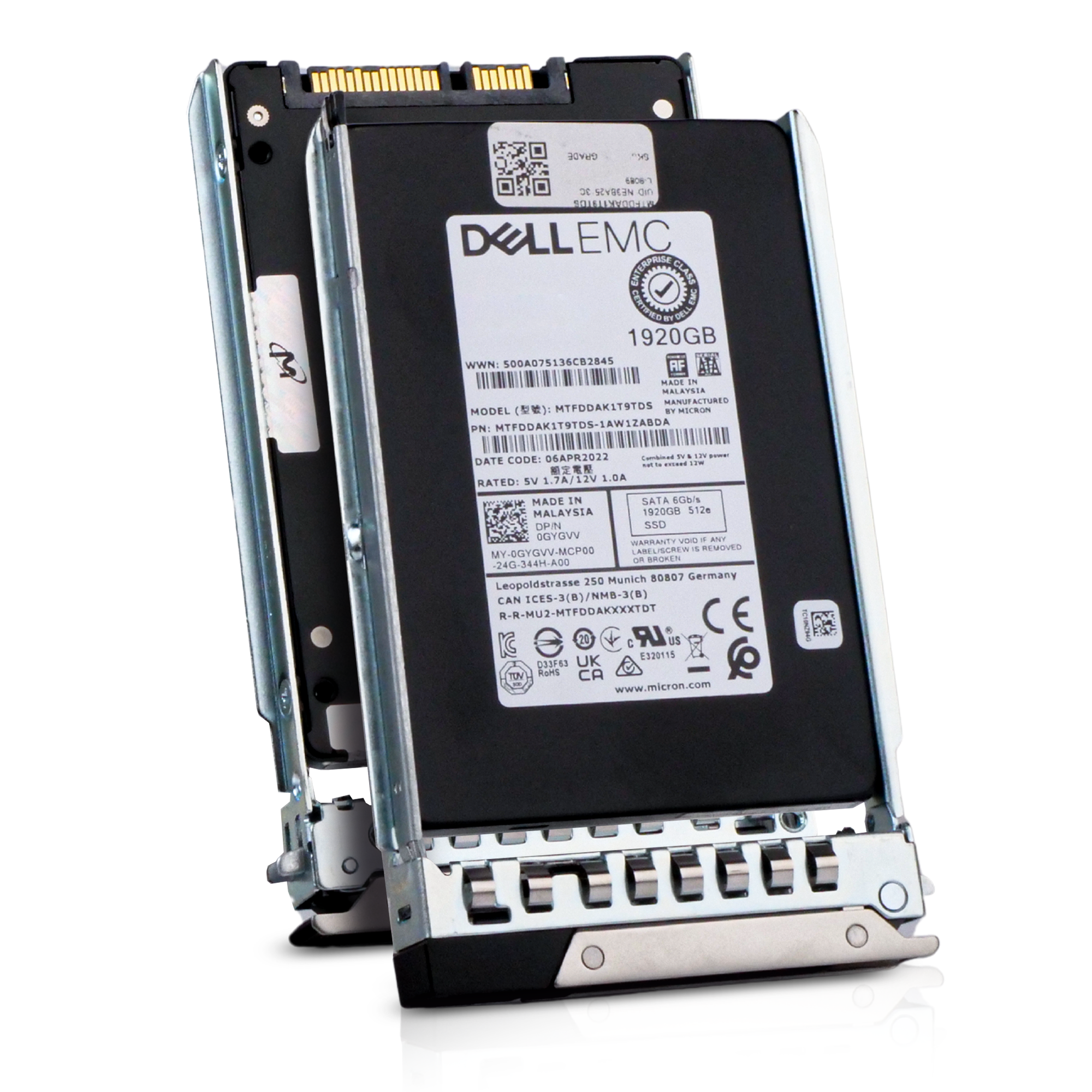 Dell G14 0GYGVV 1.92TB 1.5 DWPD SATA 6Gb/s 3D TLC 512e 2.5in Refurbished SSD