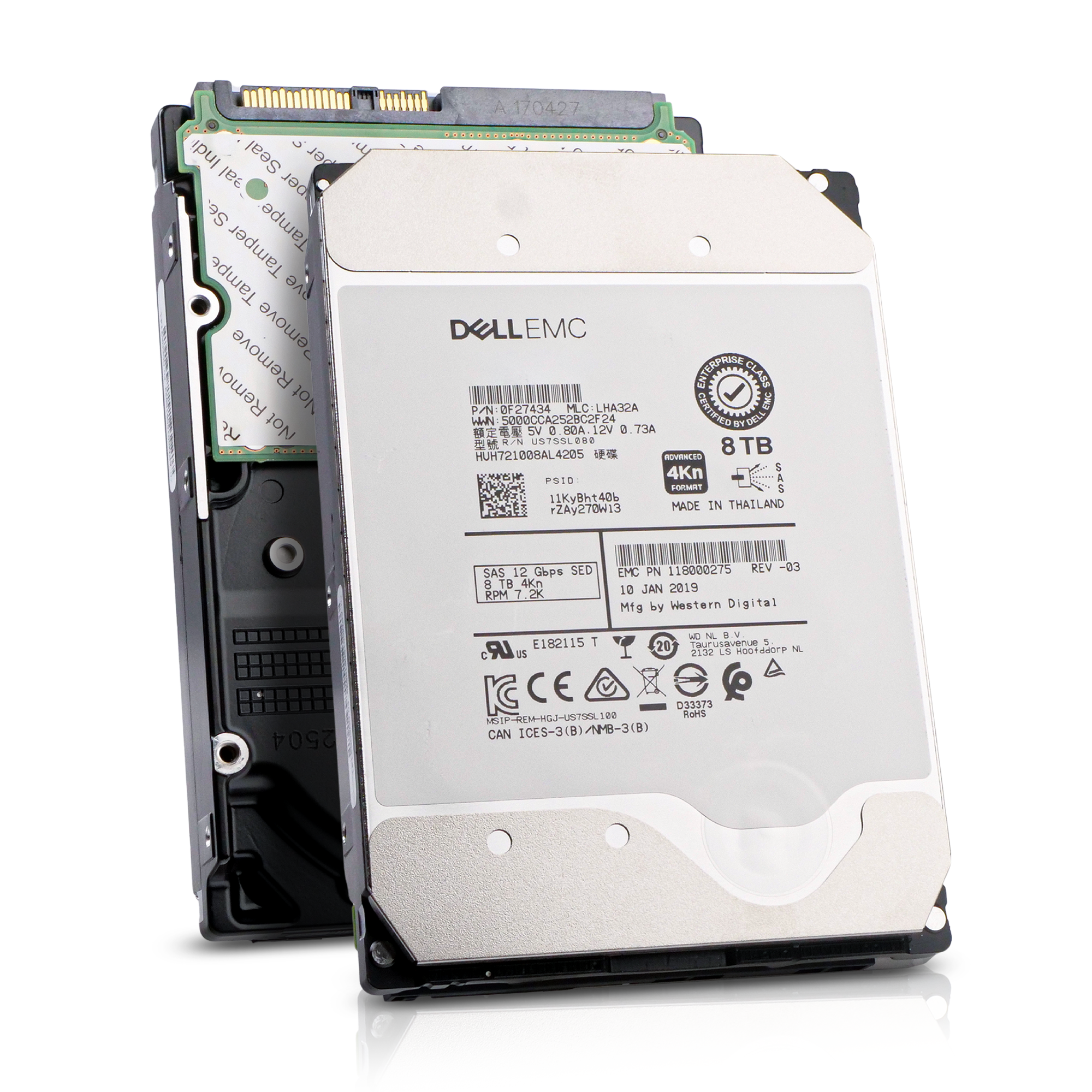 Dell/Western Digital Ultrastar DC HC510 HUH721008AL4205 0F27409 8TB 7.2K RPM SAS 12Gb/s 4Kn 256MB 3.5in HDD