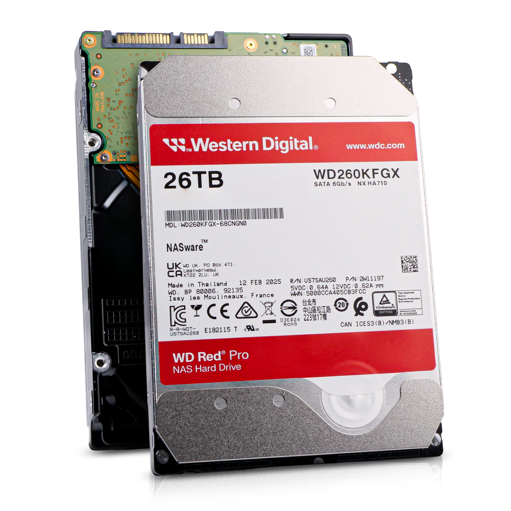 Western Digital Red Pro WD260KFGX 26TB 7.2K RPM SATA 6Gb/s 512e 512MB 3.5in Refurbished HDD
