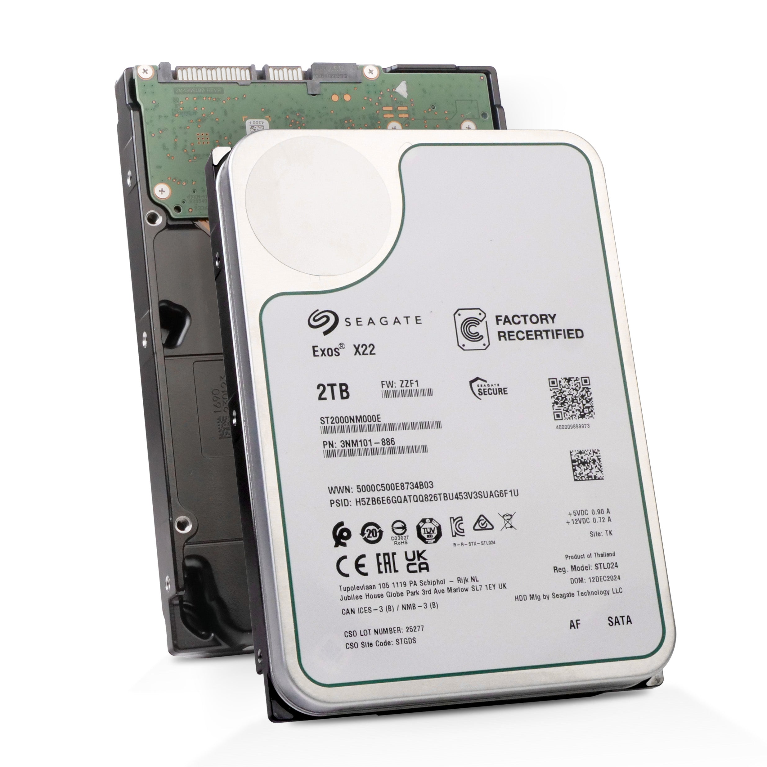 Seagate Exos X22 ST2000NM000E 2TB 7.2K RPM SATA 6Gb/s 512e 256MB 3.5in Recertified HDD