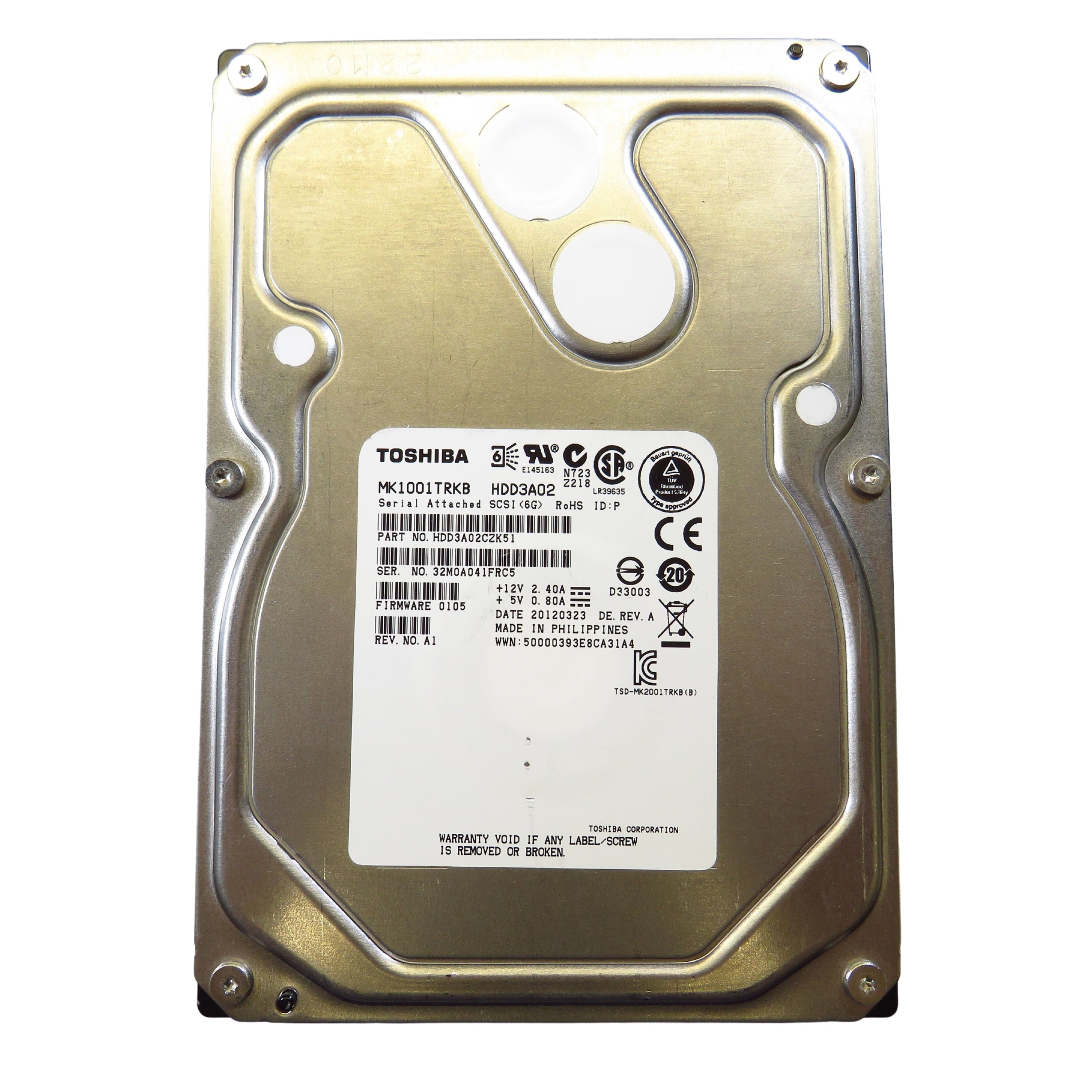 Toshiba MK1001TRKB 1TB 7.2K RPM 3.5" SATA 6Gbps HDD Hard Drive (Refurbished)
