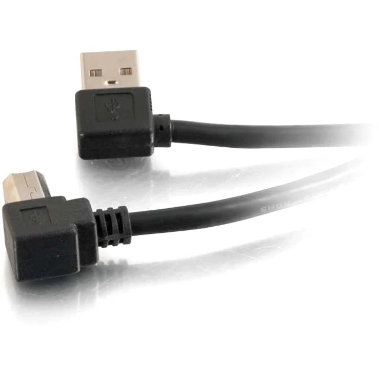 C2G 10ft Right Angle USB A to USB B Cable - USB A to B Cable - USB 2.0 - Black - M/M