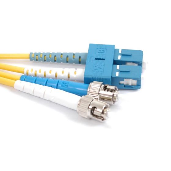 Fiber Optic Patch Cable, ST UPC to SC UPC, 10 meters, 3mm, Duplex, SM | Plus Corning® SMF-28® Ultra Fiber