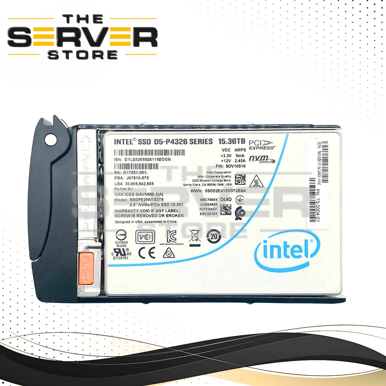 Intel 15.36TB NVMe U.2 PCIe Gen3.0 x4 RI 2.5" SSD D5-P4326 Series for Supermicro Server SSDPE2NV153T8