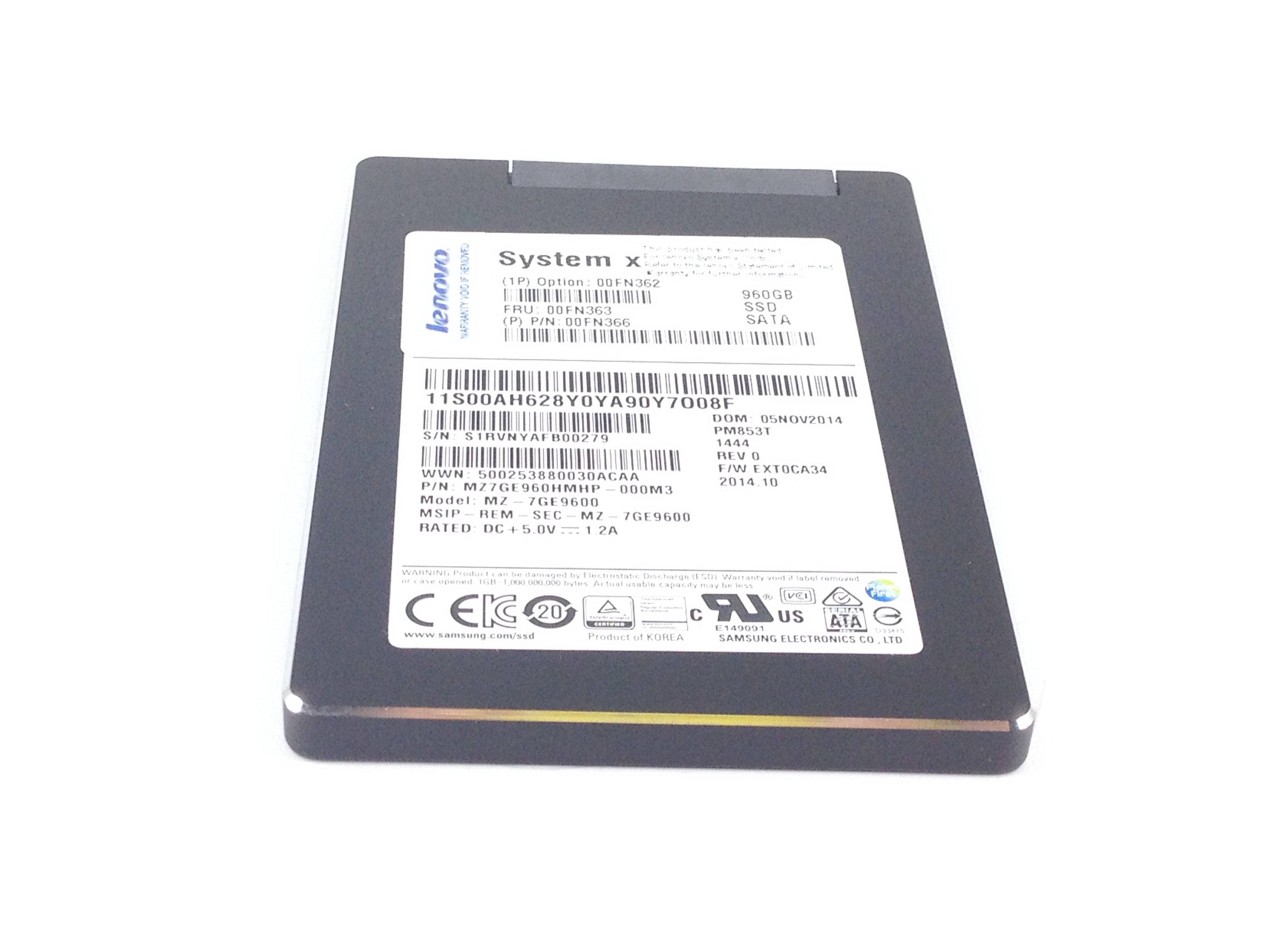 IBM Samsung Pm853T 960Gb 6Gbps SATA 2.5'' Solid State Drive SSD(PM853T )