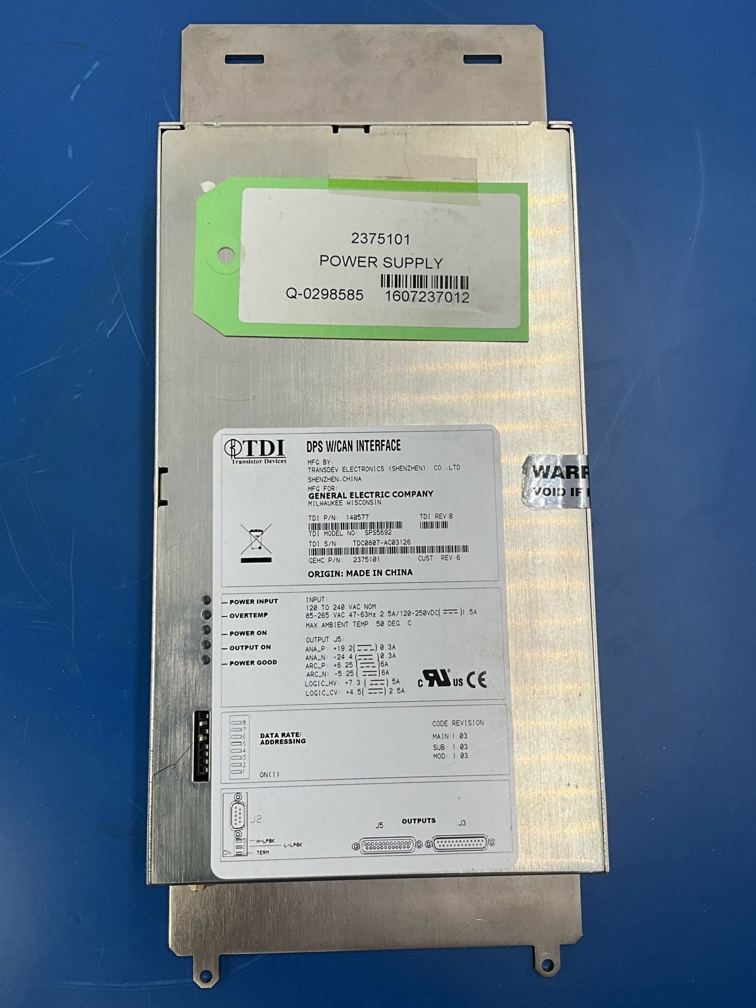 DETECTOR POWER SUPPLY (2375101/SPS5692/5134847 ) GE