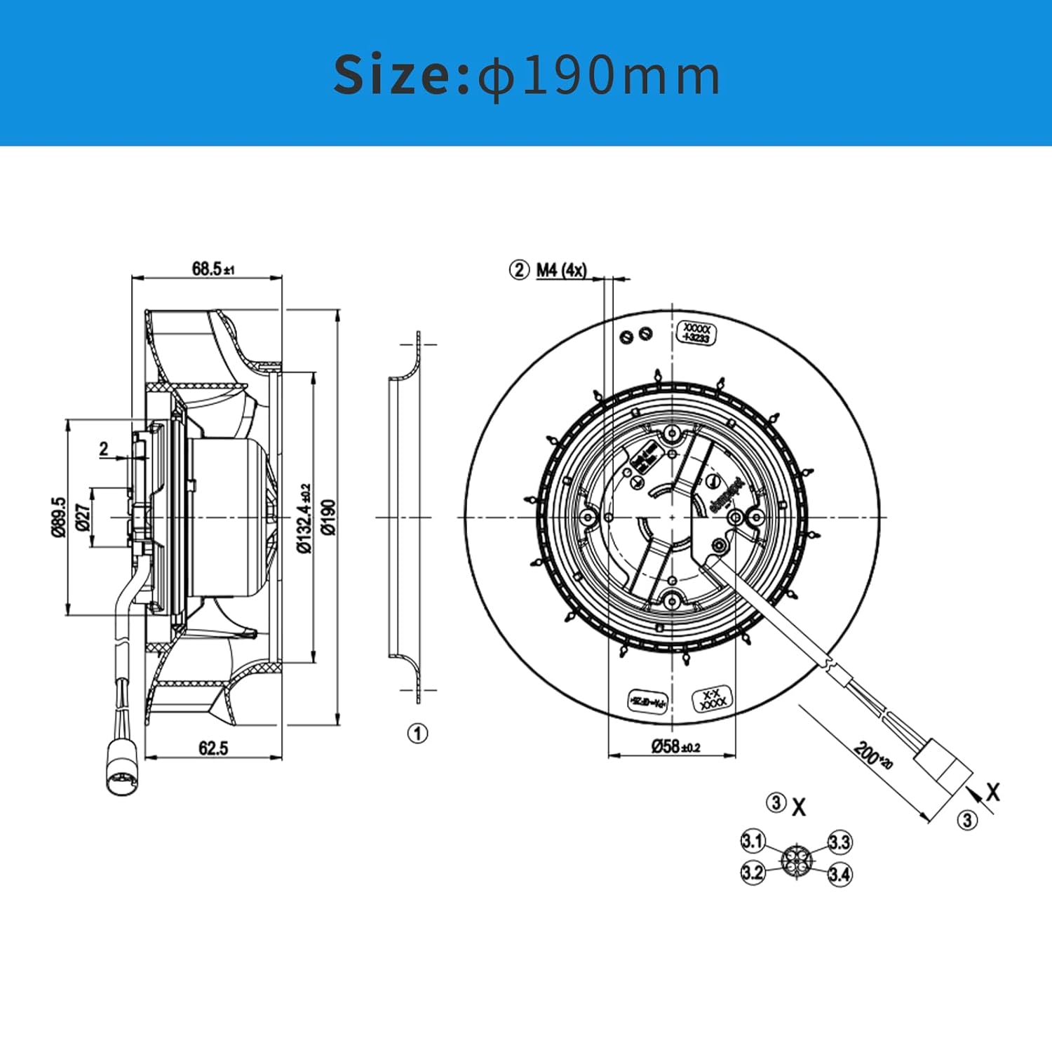Ebm-papst R3G190-RB01-08 Centrifugal fan M3G055-BD 230v 38W 0.38A 2370Rpm