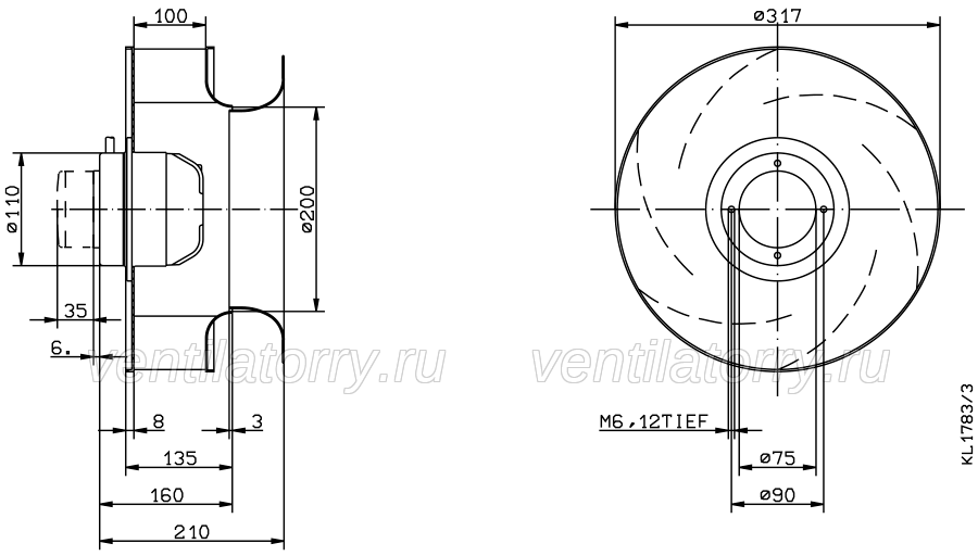 Brand new RH31M-4EK.2C.1R MK085-4EK.07.U ZIEHL-ABEGG centrifugal fan 1~115/230V 0.24kW 0.95A 1570Rpm