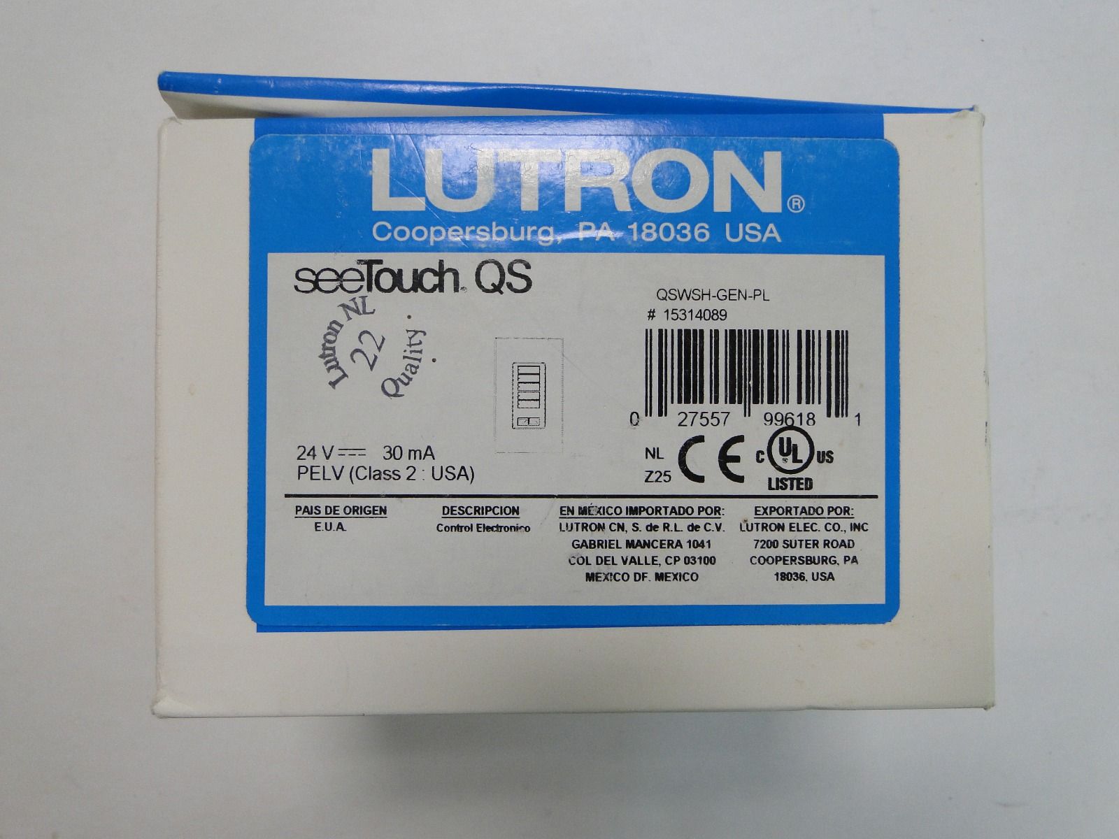 QSWSH-GEN-PL | Lutron SeeTouch QS Single Control Wired Keypad