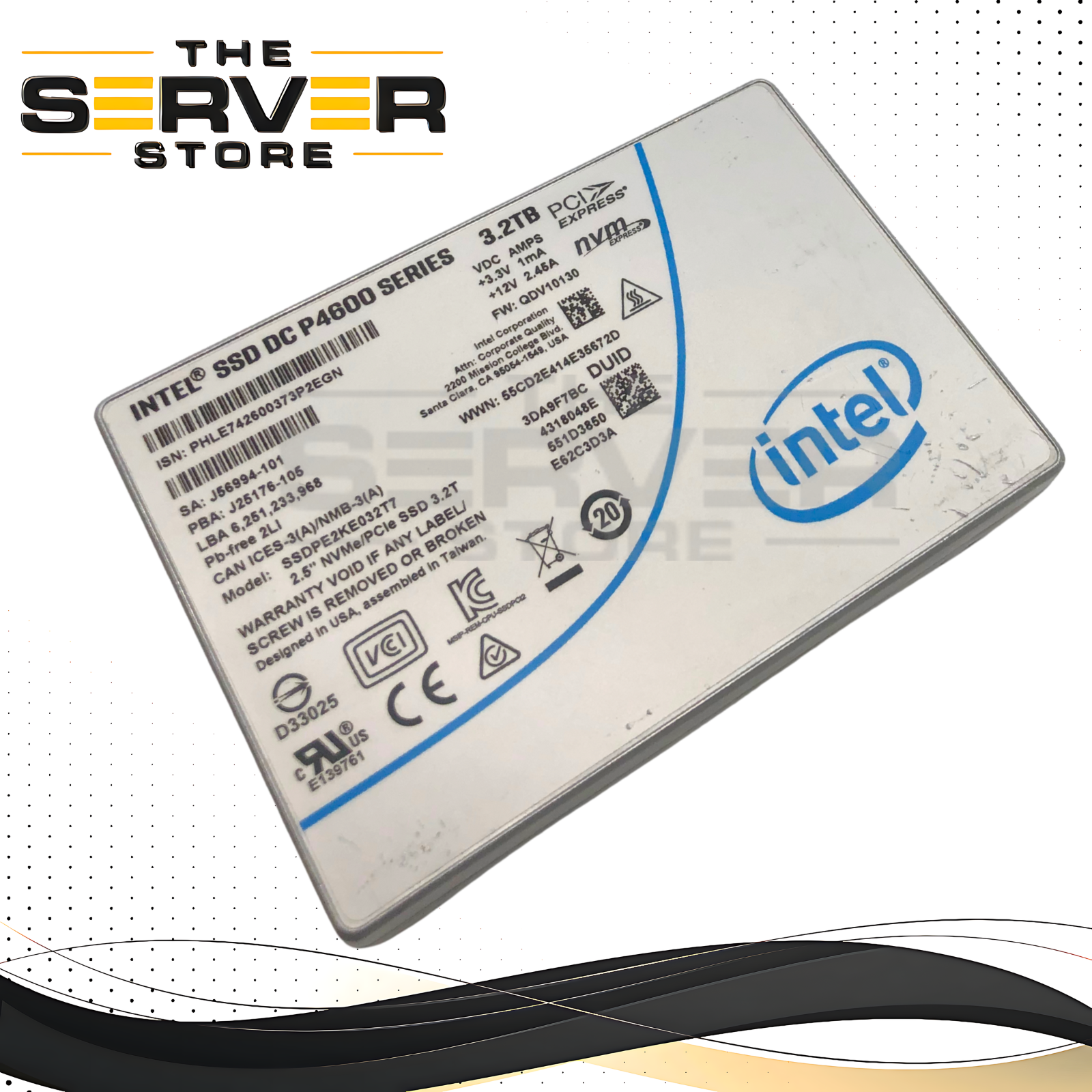 Intel DC P4600 3.2TB U.2 NVMe 2.5" MU Enterprise SSD J25176-105 SSDPE2KE032T7