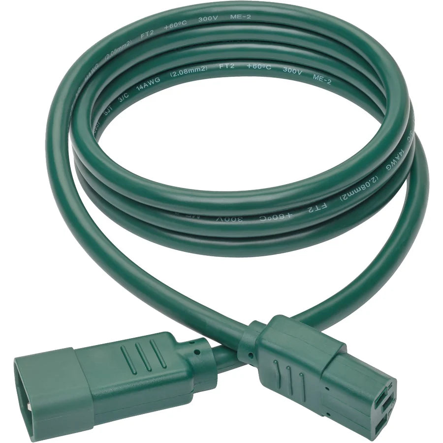 Eaton Tripp Lite Series Heavy-Duty PDU Power Cord, C13 to C14 - 15A, 250V, 14 AWG, 6 ft. (1.83 m), Green